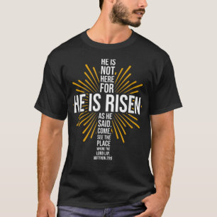 Camiseta Páscoa Ele é Risen Jesus Cruzando a Faith Bib