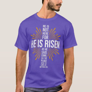 Camiseta Páscoa Ele é Risen Jesus Cruzando a Faith Bib