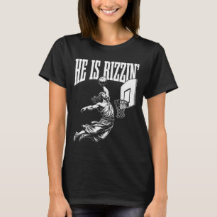 Camiseta Páscoa Ele É Rizzin Engraçado Meme Cristão Sketll