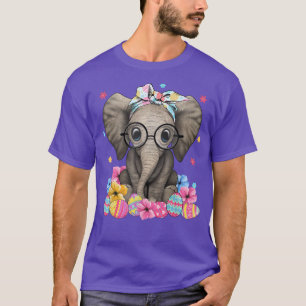 Camiseta Páscoa Elefante Vestindo Óculos Solares Fluxo de O