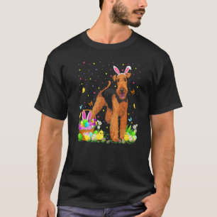 Camiseta Páscoa Engraçada Caça ao Ovo Airedale Terrier Cão