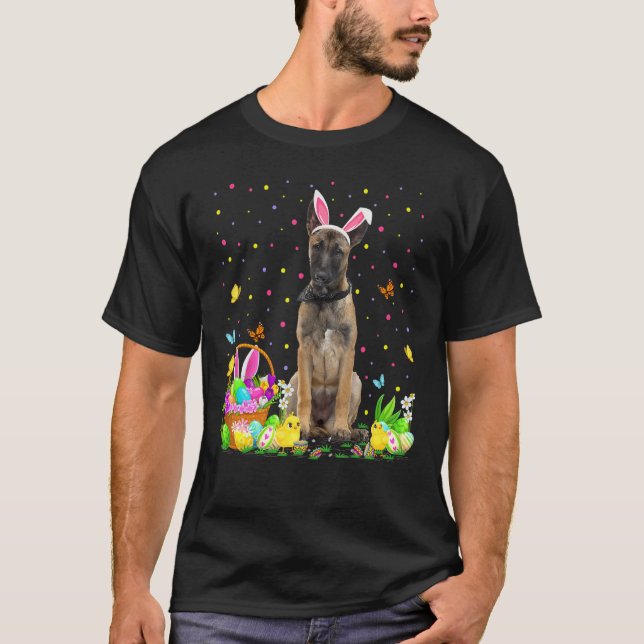 Camiseta Páscoa Engraçada Caça ao Ovo Belga Cachorro Leste (Frente)