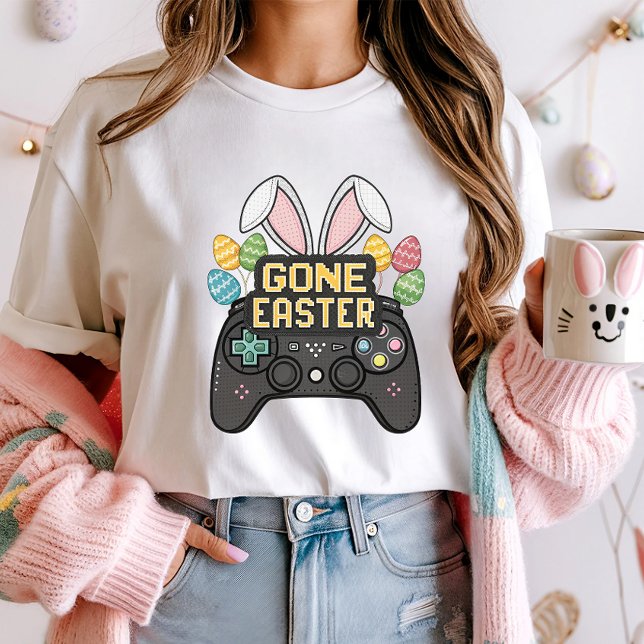 Camiseta Páscoa engraçada Controladora Bunny Pixel Art (Criador carregado)