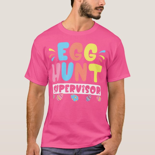 Camiseta Páscoa Engraçada de Supervisor de Caça de Ovo de P (Frente)