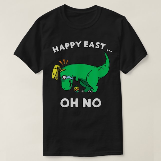 Camiseta Páscoa Engraçada Dinossauro Chorando Tre Happy Eas (Frente do Design)