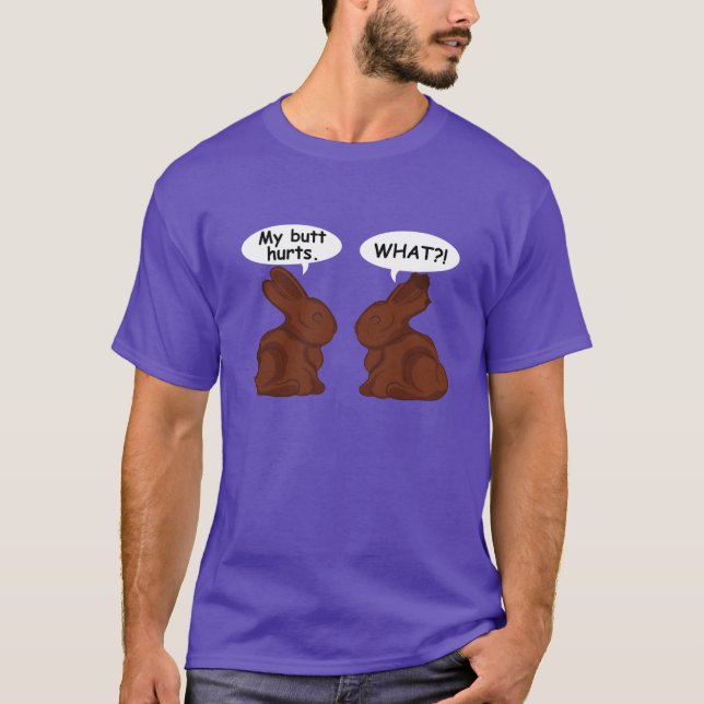 Camiseta Páscoa engraçada Meme - meus danos do bumbum (Frente)