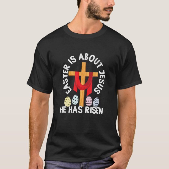 Camiseta Páscoa Engraçada Sobre Jesus Que Ele Arriscou Pásc (Frente)