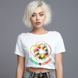 Camiseta Páscoa está chegando - Coelho Bebê Bonito