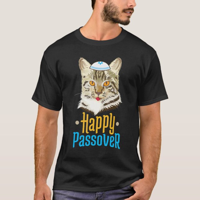 Camiseta Páscoa Feliz Páscoa Gato  Seder Feriado Judaico  (Frente)