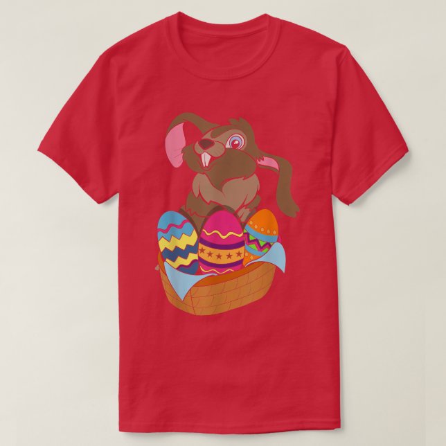 Camiseta Páscoa Feriada páscoa Cesta de Páscoa Ovos Coelho  (Frente do Design)