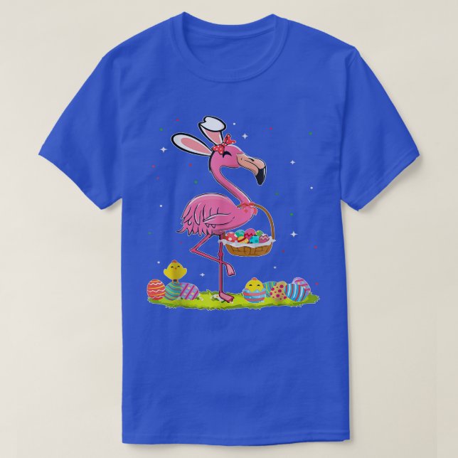 Camiseta Páscoa Flamingo Bunny Egg Hunter Funny Páscoa Holi (Frente do Design)