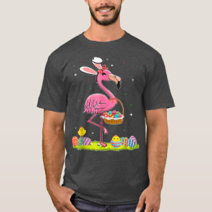 Camiseta Páscoa Flamingo Bunny Egg Hunter Funny Páscoa Holi