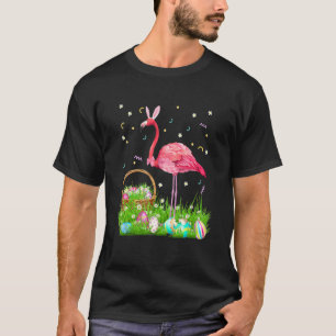 Camiseta Páscoa Flamingo Dia Coelhinho Orelha Com Páscoa