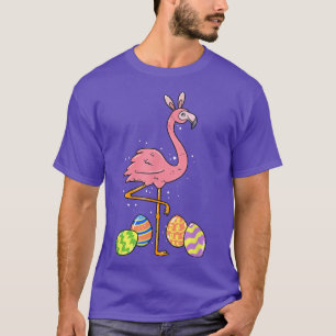 Camiseta Páscoa Flamingo Páscoa Coelhinho De Ovo Engraçado