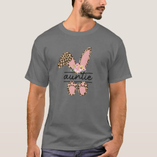 Camiseta Páscoa Floral Leopard Bunny tia Bunny Dia 2022