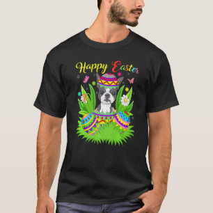 Camiseta Páscoa Floral Ovo Funny Boston Terrier Páscoa de C