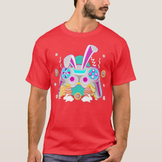 Camiseta Páscoa Gamer Vídeo Jogo de Férias Ouvido Coelhinho