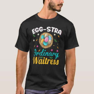 Camiseta Páscoa garçonete Tee Eggstra Garçonete Normal Cuta