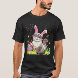 Camiseta Páscoa Gato Coelho Caça Ovo Páscoa Domingo