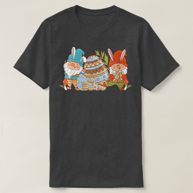 Camiseta Páscoa Gnomos Bunny Cute Vintage (Frente do Design)