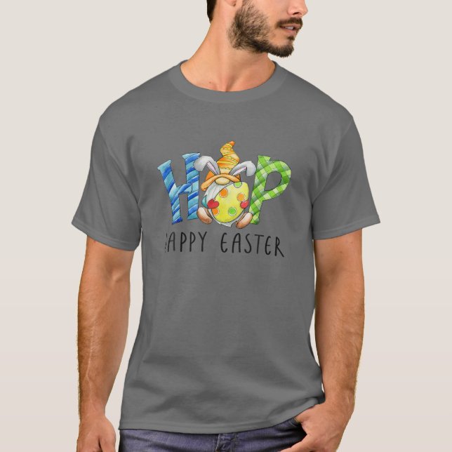 Camiseta Páscoa Gnomos Bunny Gnomo Abraço Ovos de Páscoa Fe (Frente)