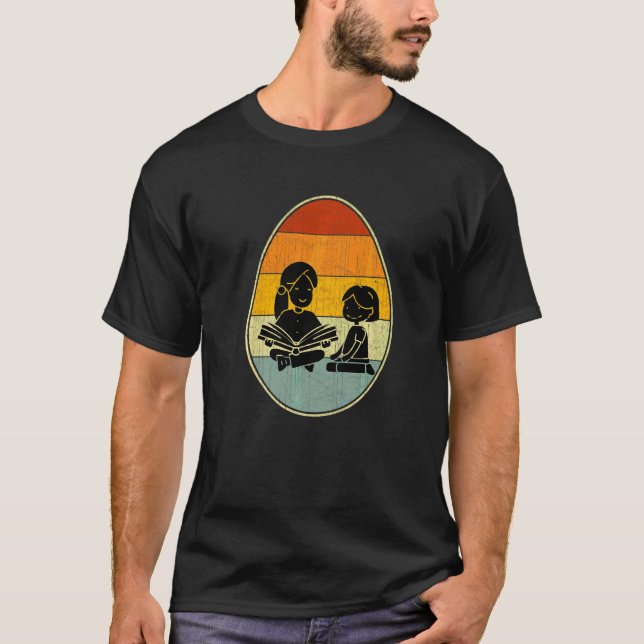 Camiseta Páscoa Gráfica de Ovos Retrorna Jardim de Infância (Frente)