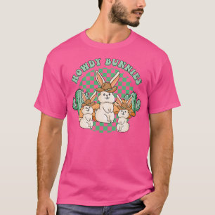 Camiseta Páscoa Howdy Bunnies Cowgirl Cowboy Country Wester