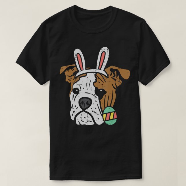 Camiseta Páscoa Inglês Bulldog Bunny Dog Proprietário Men W (Frente do Design)
