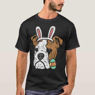 Camiseta Páscoa Inglês Bulldog Bunny Dog Proprietário Men W