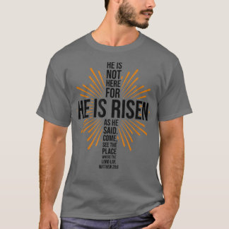 Camiseta Páscoa Jesus Ele é Risen Bíblia Verse Christian Re