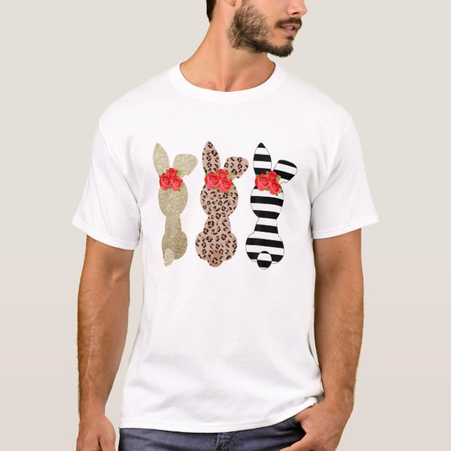 Camiseta Páscoa Leopardo Coelho Trio Meninas - Garota do Di (Frente)