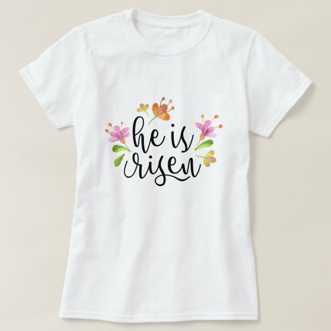 Camiseta Páscoa Matthew 28:6 Ele é Risen (Frente do Design)