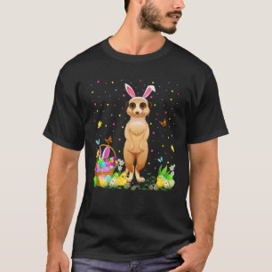 Camiseta Páscoa Meerkat Bunny Egg Caçando Meerkat Páscoa