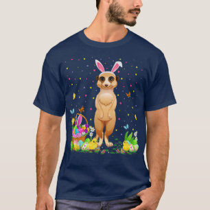 Camiseta Páscoa Meerkat Bunny Egg Caçando Meerkat Páscoa Su