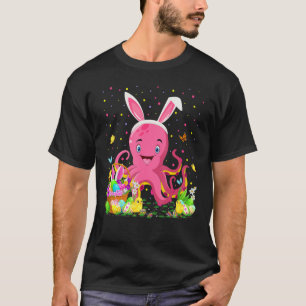 Camiseta Páscoa Octopus Bunny Ovo Caça Octopus Páscoa Su