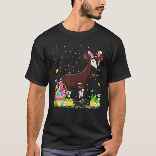 Camiseta Páscoa Okapi Bunny Egg Hunting Okapi Páscoa doming (Frente)