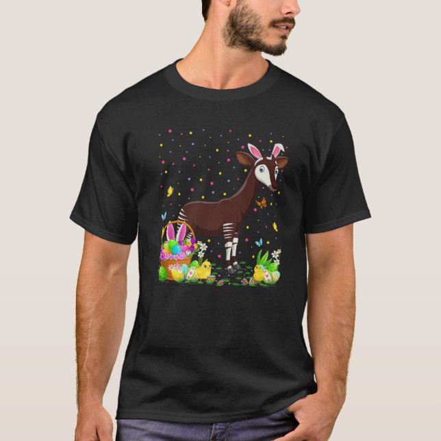 Camiseta Páscoa Okapi Bunny Egg Hunting Okapi Páscoa doming (Frente)