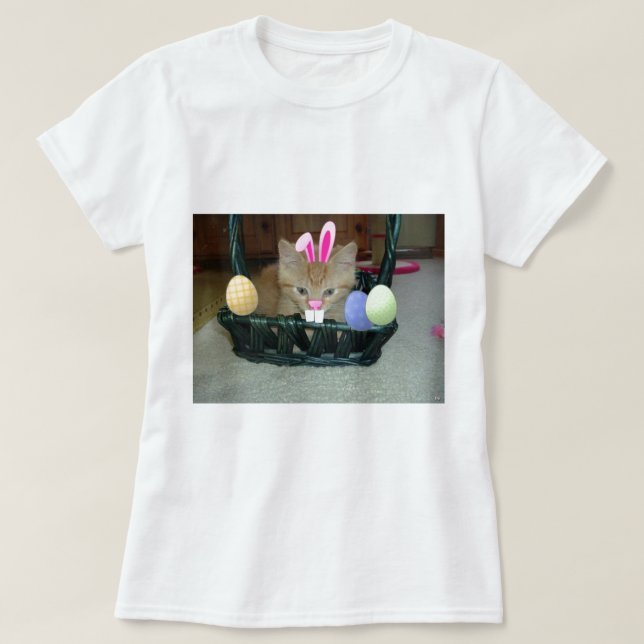 Camiseta Páscoa Orange Tabby Kitten (Frente do Design)