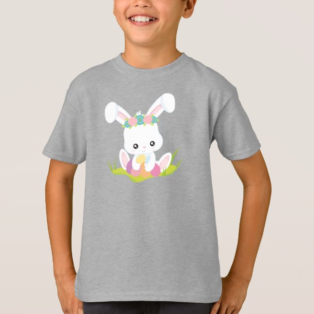 Camiseta Páscoa, Ovos De Páscoa, Coelhinho Bonito, Coelhinh (Frente)