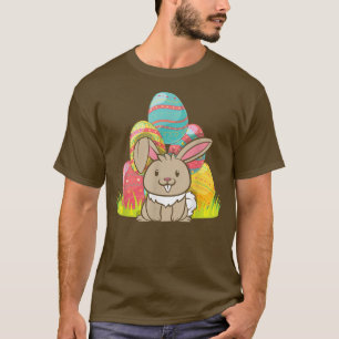 Camiseta Páscoa Ovos Páscoa Coelho Fresco Feliz de Férias