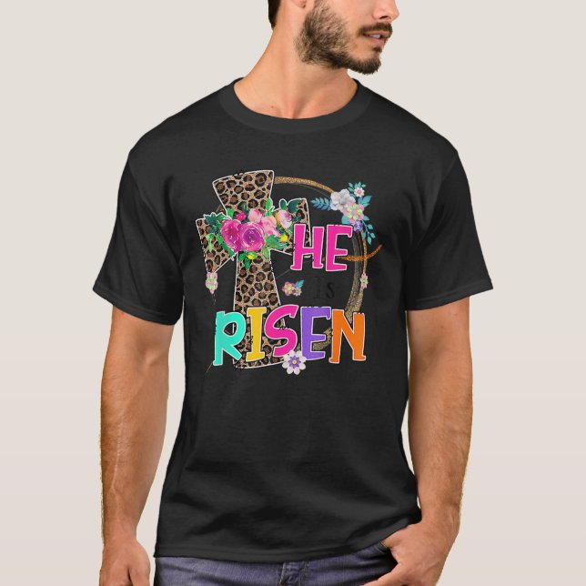 Camiseta Páscoa Para Garotas Cristãs Teen Mãe Ele Está Rise (Frente)