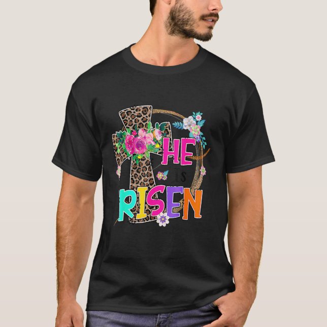 Camiseta Páscoa Para Garotas Cristãs Teen Mãe Ele Está Rise (Frente)