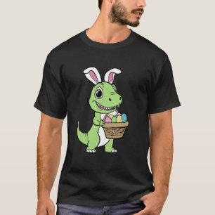 Camiseta Páscoa Para Meninos T-Rex Dinossauro Ovo de Páscoa
