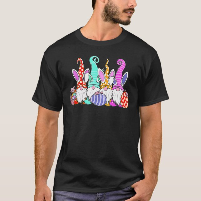 Camiseta Páscoa Páscoa Coelho Primavera Gnomo Páscoa Caçado (Frente)