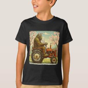 Camiseta Páscoa pé grande coelho trator divertido primavera