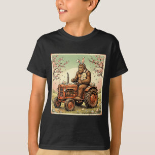 Camiseta Páscoa pé grande coelho trator engraçado primavera