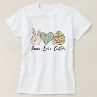 Camiseta Páscoa Peace Love - Diversão e Primavera 