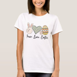 Camiseta Páscoa Peace Love - Diversão e Primavera 