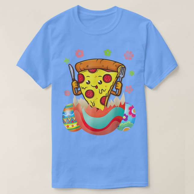 Camiseta Páscoa Pizza Fatia Coelhinha Ouve Engraçada Comida (Frente do Design)