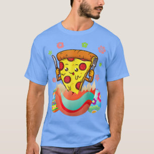 Camiseta Páscoa Pizza Fatia Coelhinha Ouve Engraçada Comida